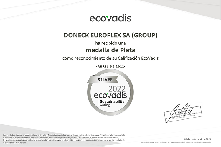 ¡Doneck obtiene la categoría Plata en el ranking de sostenibilidad de EcoVadis!